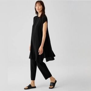 Eileen Fisher Silk Georgette Bateau Silk Long Tunic ~ NWT